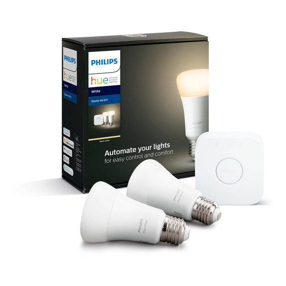 Kit Philips Hue Bridge + 2 Ampolletas Blancas BT Color de la luz Blanco Calido