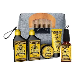 Barba Forte Kit Viagem Danger 6 Itens + Óleo 30ml + Pente!