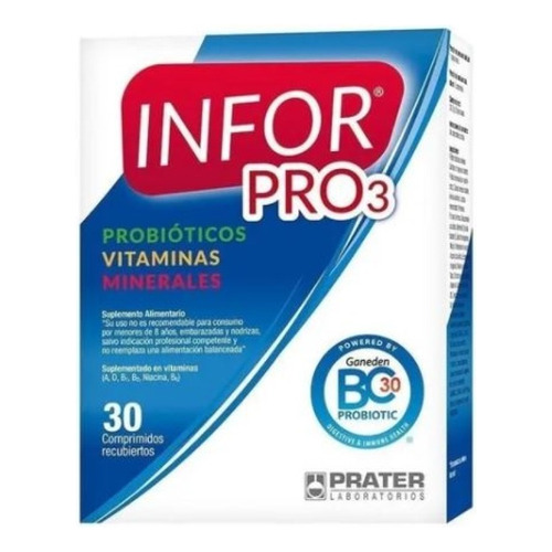 Infor Pro 3 Probióticos Vitaminas Minerales 30 comprimidos