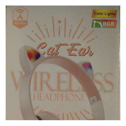 Audífonos Oreja De Gato Bluetooth 5.0 Led Diadema Rosa Mp3 Color Gris Color de la luz Neon