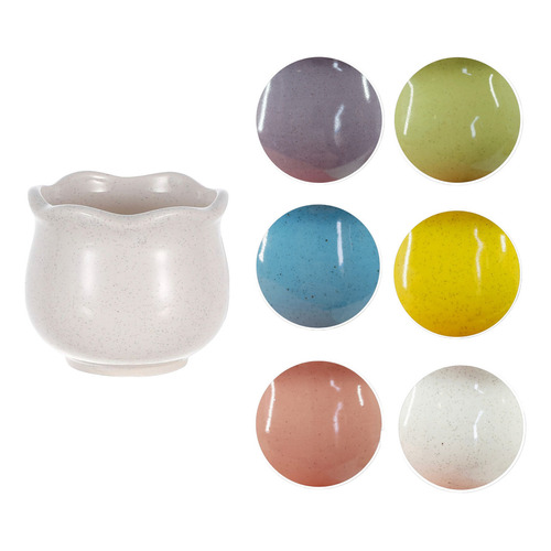 Mini Macetero De Ceramica Circular, Pack De 6 Color Variados Liso