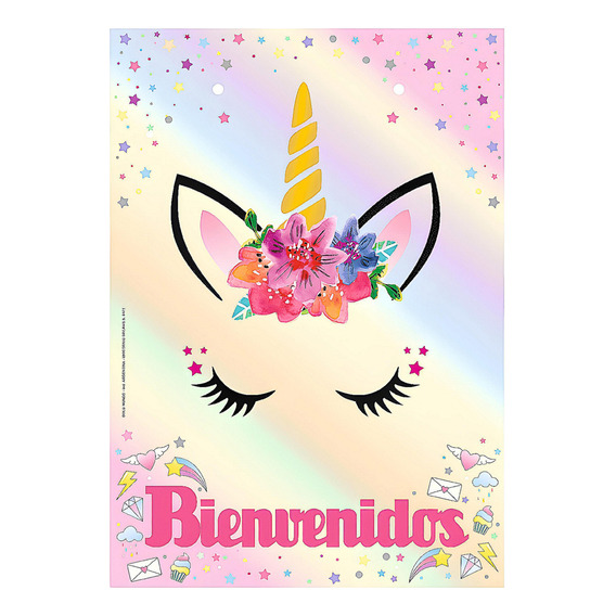 Cartel De Bienvenido Unicornio Dreams X1 - Cotillón Waf