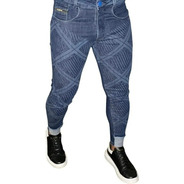 Calça Jeans Apertada Skinny Com Detalhes Silk Xadrez