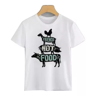 Polera Friends Not Food Vegan Conciencia Unisex Hombre Mujer