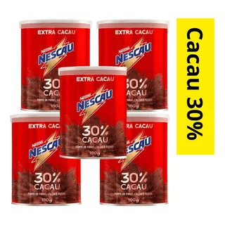 Nescau Nestlé 30% Cacau Achocolatado Em Pó 180g Kit 5uni