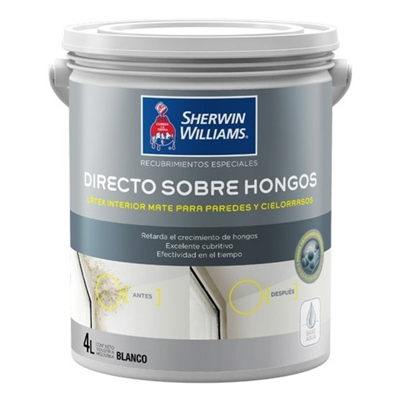 Pintura Latex Interior Mate Directo Sobre Hongos 4 Lts Sw