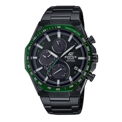 Reloj Casio Edifice Slim Solar Bluetooth Negro Acero Hombre Color del bisel Verde