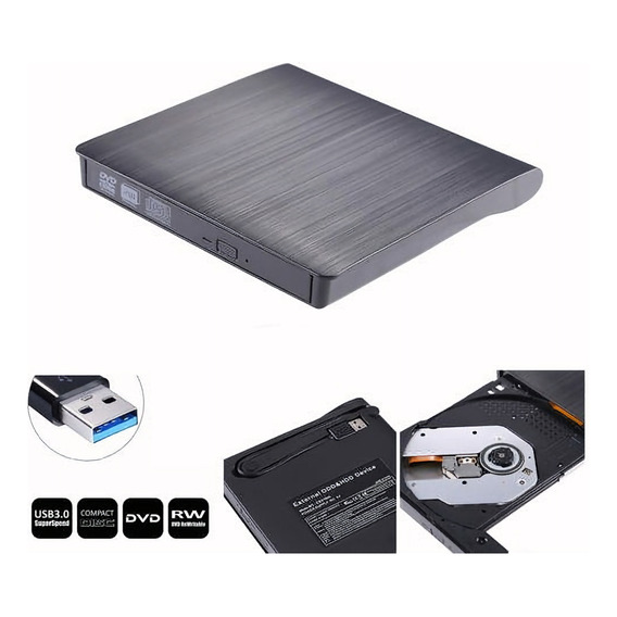 Usb 3.0 Cd Externo Slim Dvd Writer Unidad Quemador Lector Re