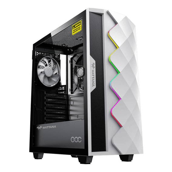 Chasis Gamer ATX Wattana Romvous Blanco Vidrio Templado + 2 Ventiladores