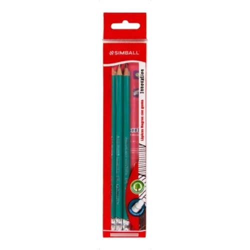 Lapiz Negro Grafito Con Goma Simball Innovation Pack X3 U