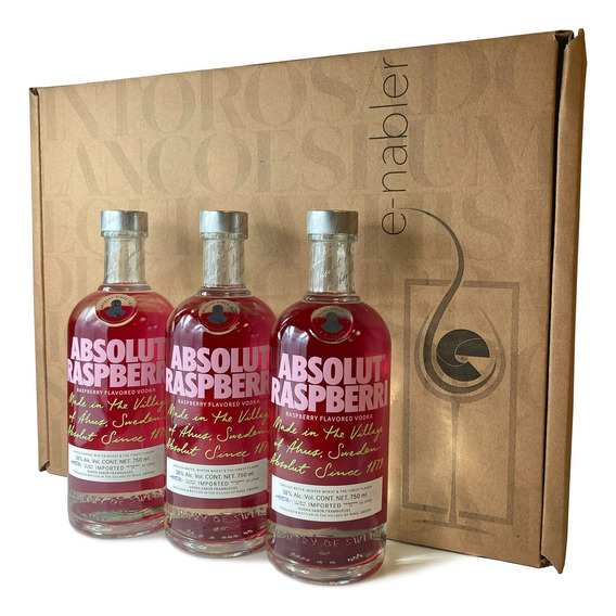 Tripack Absolut Raspberri Vodka Suecia 750ml