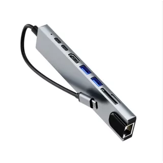 Hub Usb C Adaptador Multipuerto Hdmi Rj45 Pd 8 En 1 Mac Win