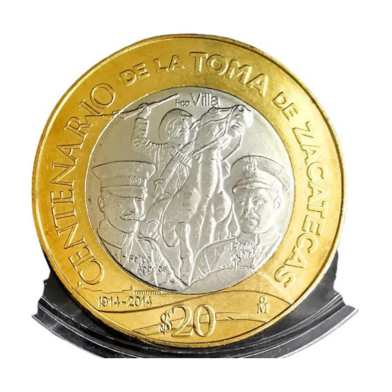 Moneda $20 Toma De Zacatecas 1914 2014 Alta Condición