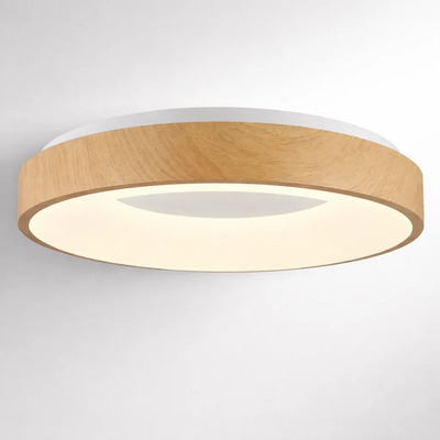 Plafon Roxanne L4436 Blanco/madera Ø49cm 36w Dinamico Blanco