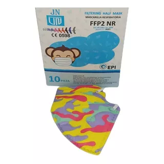 Mascarilla Kn95 Niños Y Niñas Caja 10und Mix 10 Colores