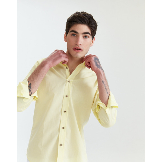 Camisa Fletcher, Hombre, Sport, Slim Fit, Amarillo, Equus