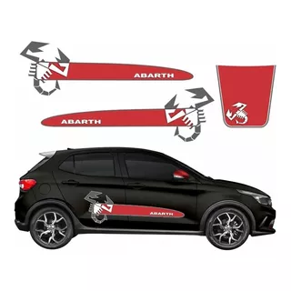 Kit Adesivo Faixa Lateral Capo Para Fiat Argo Abarth 18800 Cor Vermelho