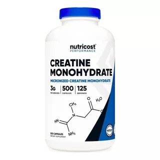 Creatina Monohidrato 750 Mg, 500 Cáps, Gana Fuerza Muscular Sabor Sin Sabor