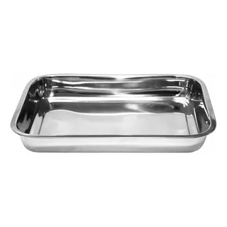 Kit 3x Assadeira Travessa C/ Alça 49x34x6,5cm Aço Inox Cor Inox Brilhante