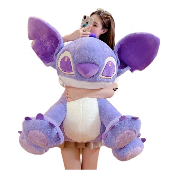 Peluche Felpado Stitch Azul Y Morado Jumbo Gigante En 105cm