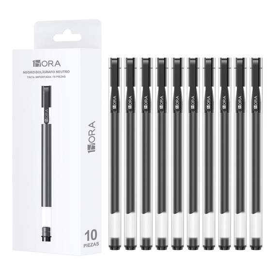 10 Piezas Bolígrafos De Tinta Negra Pluma Punta De 0.5mm