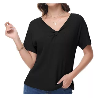 Blusa De Mujer Manga Corta Casual Dama Con Cuello En V