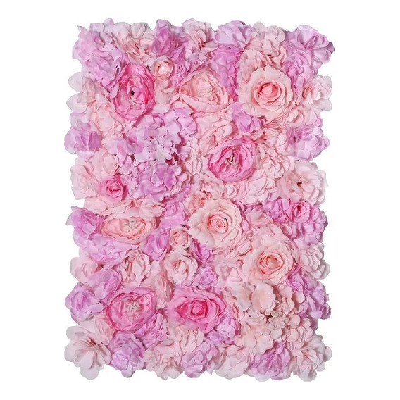 6 Panel Muro Flores Artificiales Pared Floral Rosa Hortensia
