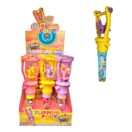 Dulce Candy Toy Jump Press Flipping Carrusel Pony X 12 Uds