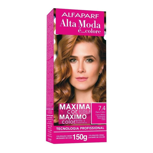 Kit Tintura Alfaparf  Alta moda é colore Pigmentos micronizados concentrados tono 7.4 rubio medio cobre para cabello