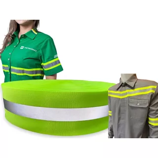 Faixa Refletiva Uniforme Gorgurão Verde Fluorescente - 100m