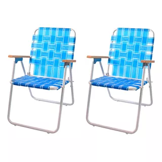 2 Sillones Reposera C/ Cintas Fija 1 Posición Jardin Camping