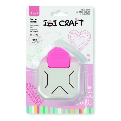 Perforadora De Esquinas Ibi Craft, C/3 Dif.de Corte Recto Color Blanco rosa