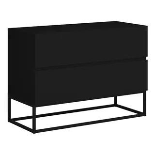 Mesa De Cabeceira Eros 60cm Preto Industrial Base Preto Cor Preto/preto