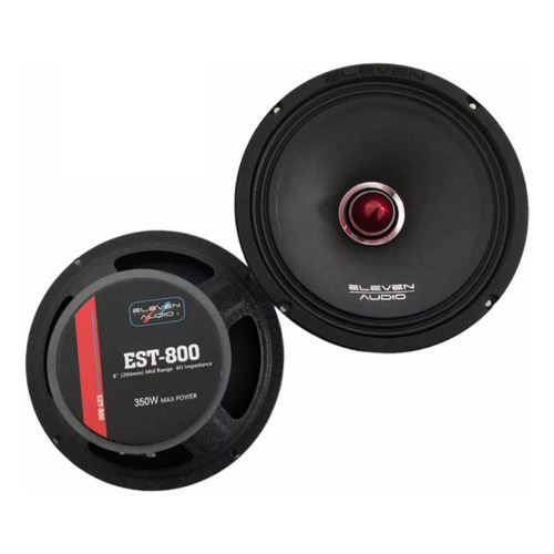 Bocina tipo midrange Eleven Audio EST-800 para auto/camioneta color negro/rojo de 4Ω 8" x 5.2" x 8 " x 2 unidades 