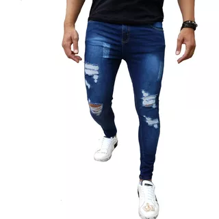 Calça Masculina Jeans Skinny Blue Lavada Reveillon Liquida 