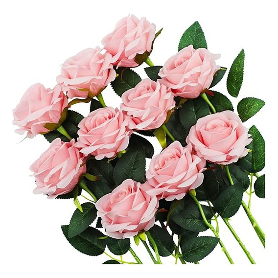 10 Pcs Rosas Artificiales Para La Decoración De Hogares