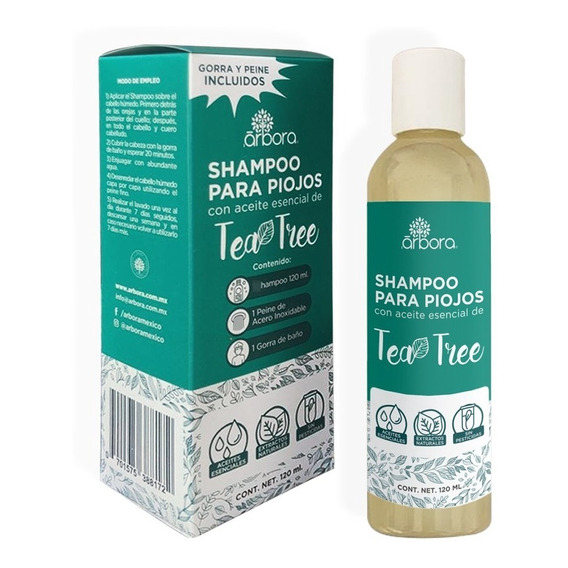 Shampoo De Piojos Con Tea Tree + Neem Incluye Gorra Y Peine