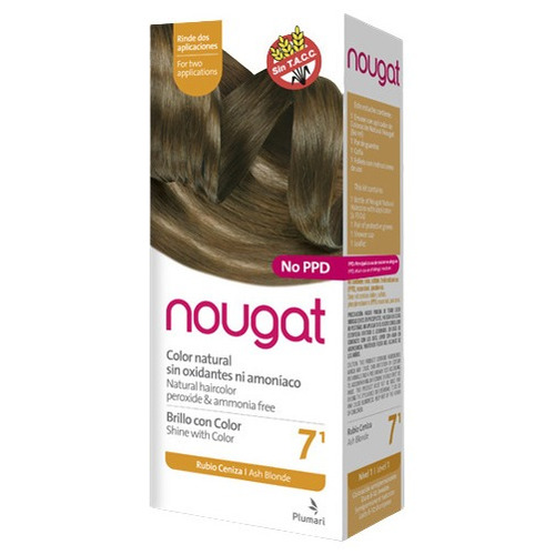 Kit Tintura Plumari  Nougat Brillo con color tono 7.1 rubio ceniza