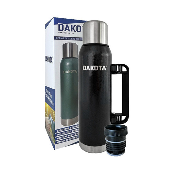 Termo Acero Inoxidable Pico Cebador Dakota 1.3l Color Negro