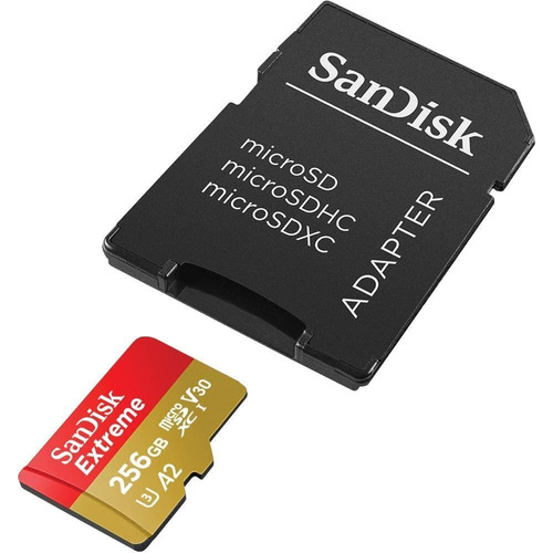 Tarjeta microSDXC 256GB Sandisk Extreme con adaptador SD 190 MB/S 130 MB/S