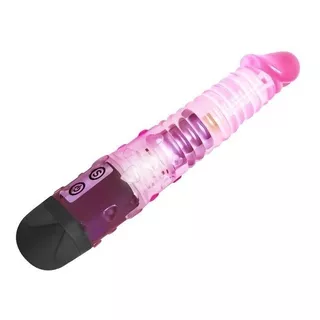 Vibrador Consolador Jelly Silicona 10 Modos + Pilas Luxury Color Rosa