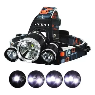 Linterna Recargable  Minero Led Vincha 3 Leds 220v / 12v Color De La Linterna Negro Color De La Luz Blanco