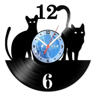Relógio De Parede Disco Vinil Animais Gatos - Van-002