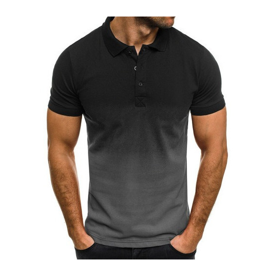 Camisa De Hombre Camiseta Deportiva Solapa Manga Degradado