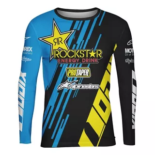 Playera Full Print Jersey Odyx Rockstar Amarillo Azul 014