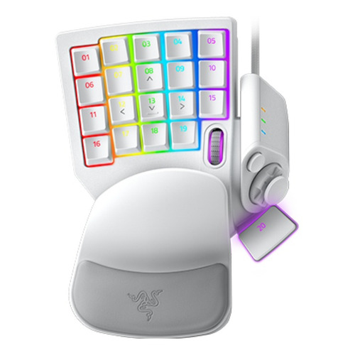 Teclado de una mano gamer Razer Tartarus Pro color mercury white con luz RGB