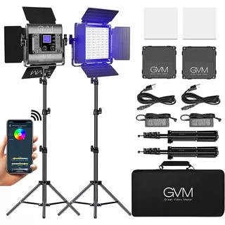 Kit Luces Led Gvm Rgb 800d + Adapt De Corriente + Parantes !