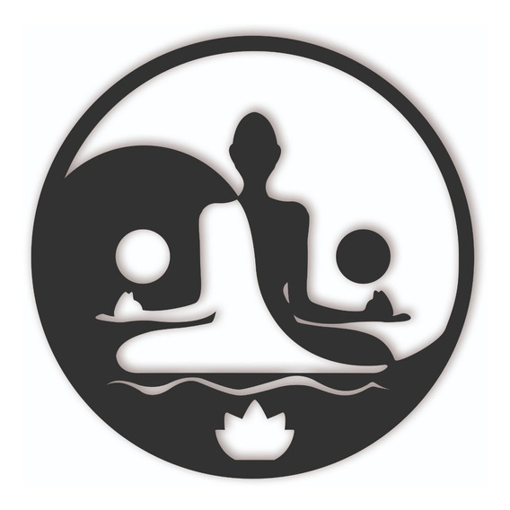 Cuadro Madera Calada Meditacion Yoga Yin Yang 53 X 53 Cm Color del armazón Negro