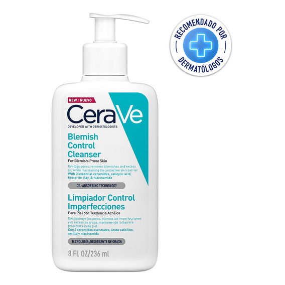 Cerave Limpiador Control Imperfecciones 236ml, Piel Grasa Momento de aplicación Día/Noche