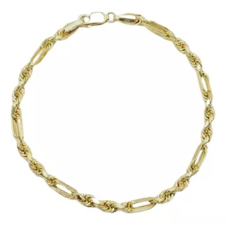 Pulsera Figaro Torzal Torsal Milano 4mm 10k Oro Italy 21cm Diámetro 7 Cm Largo 21 Cm